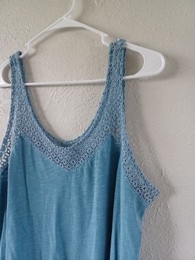 Mossimo Blue Lace-Trim Tank Top - Women